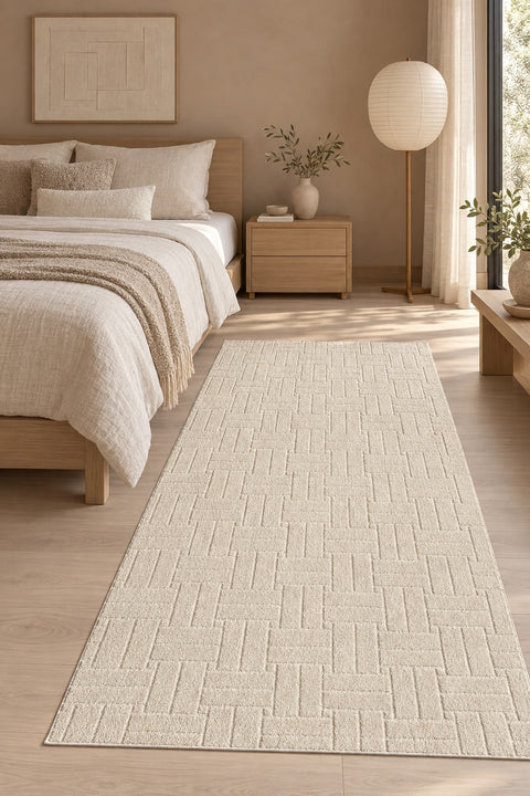 Moopy Modern Shag Area Rug in a bedroom