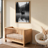 Moose Forest Photography Modern Wall Art – Misty Mountain Lake