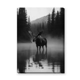Moose Forest Photography Modern Wall Art – Misty Mountain Lake