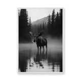 Moose Forest Photography Modern Wall Art – Misty Mountain Lake
