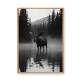 Moose Forest Photography Modern Wall Art – Misty Mountain Lake