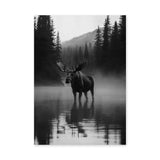Moose Forest Photography Modern Wall Art – Misty Mountain Lake