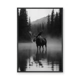 Moose Forest Photography Modern Wall Art – Misty Mountain Lake