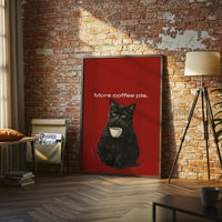 More Coffee Pls Quote Pop Art Cat Print – Funny Coffee Wall Décor