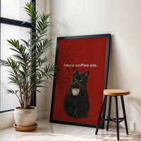 More Coffee Pls Quote Pop Art Cat Print – Funny Coffee Wall Décor