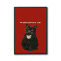 More Coffee Pls Quote Pop Art Cat Print – Funny Coffee Wall Décor