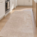 Moreno Modern Kitchen Rug – Beige in a kitchen