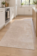 Moreno Modern Kitchen Rug – Beige in a kitchen