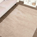 Moreno Modern Kitchen Rug – Beige in a living room