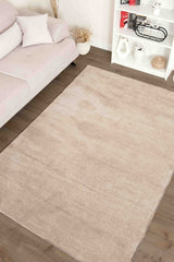 Moreno Modern Kitchen Rug – Beige in a living room