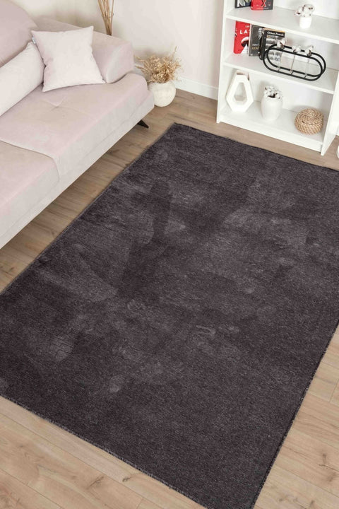 Moreno Modern Kitchen Rug – Charcoal in a living room