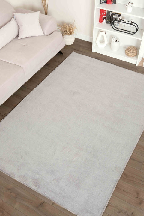 Moreno Modern Kitchen Rug – Gray in a living room