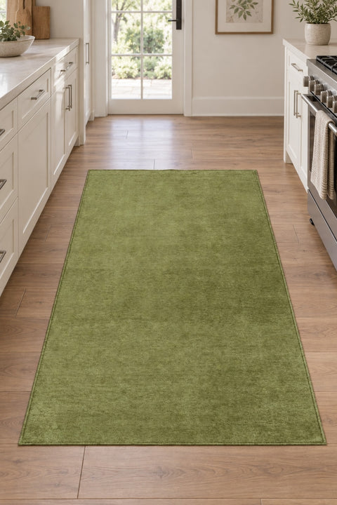 Moreno Modern Kitchen Rug – Green in a kitchen