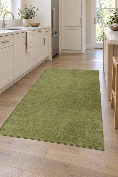 Moreno Modern Kitchen Rug – Green in a kitchen