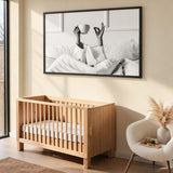 Morning Coffee Minimalist Wall Art – Black and White Bed Print