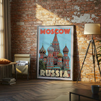 Moscow Russia Retro Wall Print Poster – Retro Travel City Illustration Print