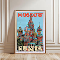 Moscow Russia Retro Wall Print Poster – Retro Travel City Illustration Print