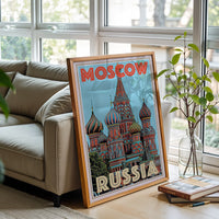 Moscow Russia Retro Wall Print Poster – Retro Travel City Illustration Print