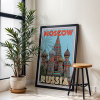 Moscow Russia Retro Wall Print Poster – Retro Travel City Illustration Print