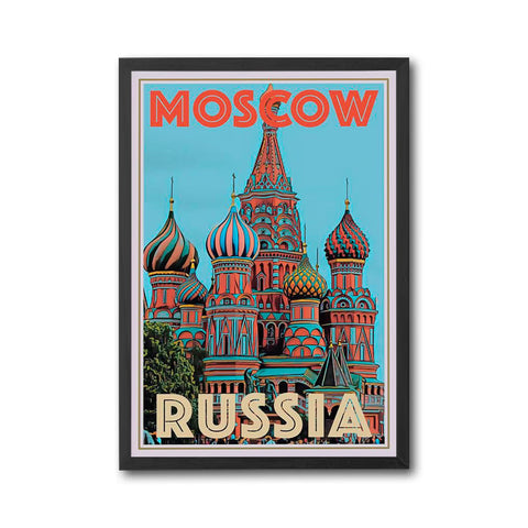 Moscow Russia Retro Wall Print Poster – Retro Travel City Illustration Print