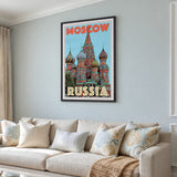 Moscow Russia Vintage Wall Art – Saint Basil's Cathedral Travel Print