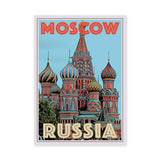 Moscow Russia Vintage Wall Art – Saint Basil's Cathedral Travel Print