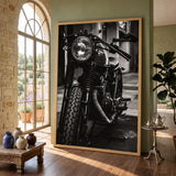Motorcycle Photography Modern Wall Art – Black and White Vintage Front View