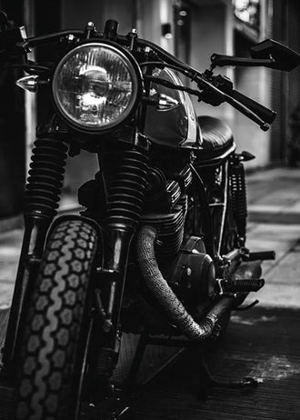 Motorcycle Photography Modern Wall Art – Black-and-White Vintage Headlight