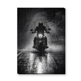 Motorcycle Photography Wall Art – Black and White Rain Ride
