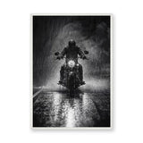 Motorcycle Photography Wall Art – Black and White Rain Ride