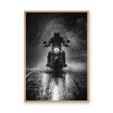 Motorcycle Photography Wall Art – Black and White Rain Ride