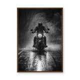 Motorcycle Photography Wall Art – Black and White Rain Ride