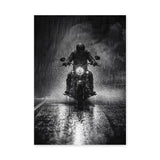 Motorcycle Photography Wall Art – Black and White Rain Ride