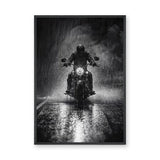Motorcycle Photography Wall Art – Black and White Rain Ride