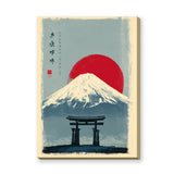 Mount Fuji Traditional Wall Art – Red Sun Torii Gate Japanese Print