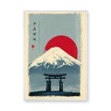 Mount Fuji Traditional Wall Art – Red Sun Torii Gate Japanese Print