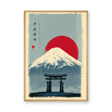 Mount Fuji Traditional Wall Art – Red Sun Torii Gate Japanese Print