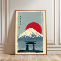 Mount Fuji with Torii Gate Aesthetic Japanese Wall Poster Wall Décor
