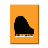 Music Minimalist Wall Art – Black Grand Piano on Orange Background
