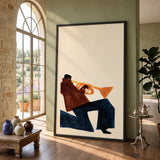Music Portrait Minimalist Wall Art – Abstract Seated Trumpet Player