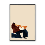 Music Portrait Minimalist Wall Art – Abstract Seated Trumpet Player