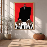 Music Portrait Modern Wall Art – Red Piano Player Print