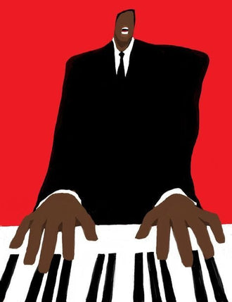 Music Portrait Modern Wall Art – Red Piano Player Print