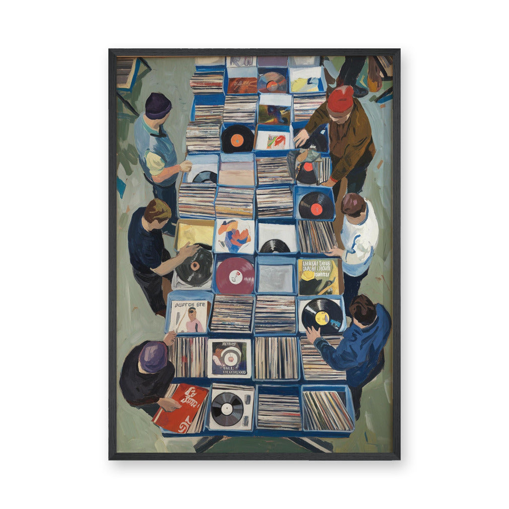 Music Retro Wall Art – Overhead Vinyl Record Store Painting
