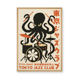 Music Typography Retro Wall Art – Tokyo Jazz Octopus Drummer