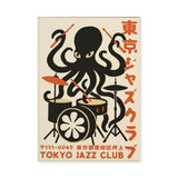 Music Typography Retro Wall Art – Tokyo Jazz Octopus Drummer