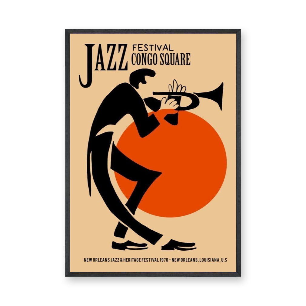 Music Vintage Wall Art – Congo Square Jazz Festival Typography Print