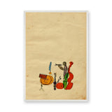 Music Vintage Wall Art – Whimsical Jazz Band Illustration