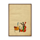 Music Vintage Wall Art – Whimsical Jazz Band Illustration