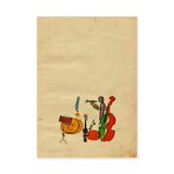 Music Vintage Wall Art – Whimsical Jazz Band Illustration